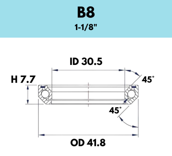 BLACK BEARING - 1-1/8" HEADSET BEARING - B8