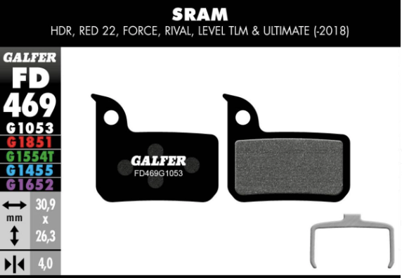 GALFER - BRAKE PADS - SRAM ROAD / LEVEL MONOBLOCK