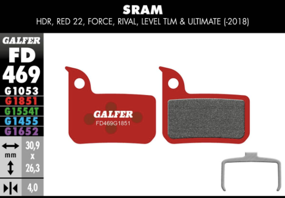 GALFER - BRAKE PADS - SRAM ROAD / LEVEL MONOBLOCK