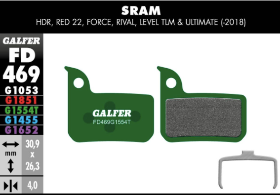 GALFER - BRAKE PADS - SRAM ROAD / LEVEL MONOBLOCK