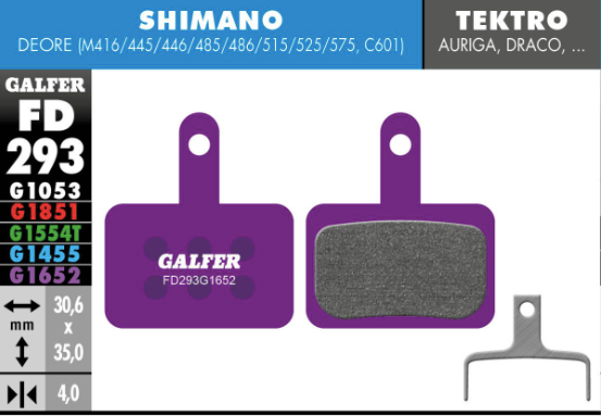 GALFER - BRAKE PADS - SHIMANO DEORE
