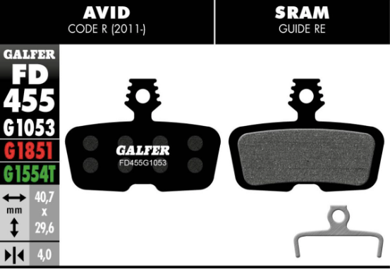 GALFER - BRAKE PADS - SRAM CODE