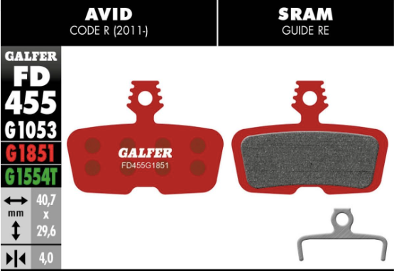 GALFER - BRAKE PADS - SRAM CODE